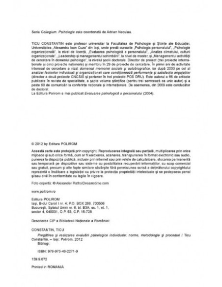 Pregătirea și realizarea evaluării psihologice individuale: norme, metodologie și proceduri