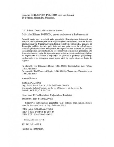 Copilăria. Adolescenţa. Tinereţea