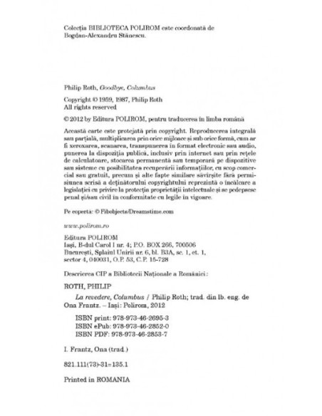 La revedere, Columbus