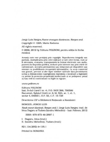 Nouă eseuri danteşti. Borges oral...