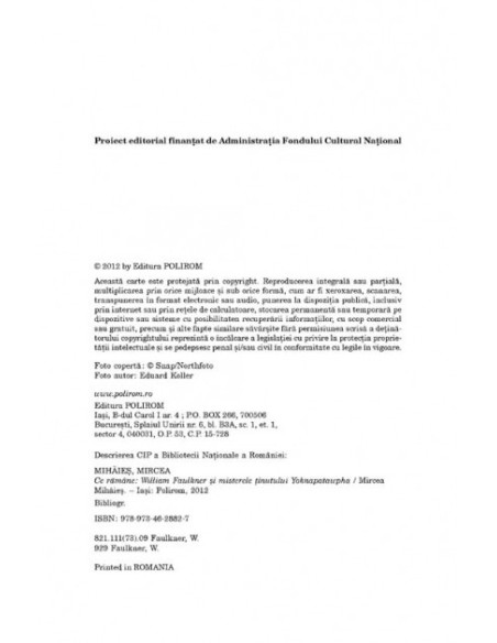 Ce rămâne. William Faulkner și misterele ținutului Yoknapatawpha