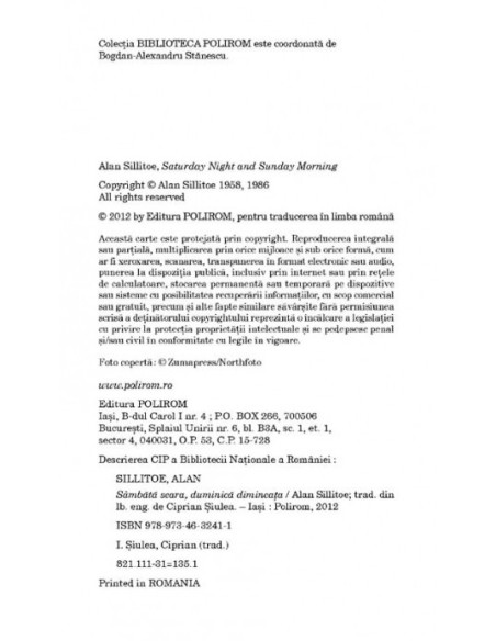 Sâmbătă seara, duminică dimineața