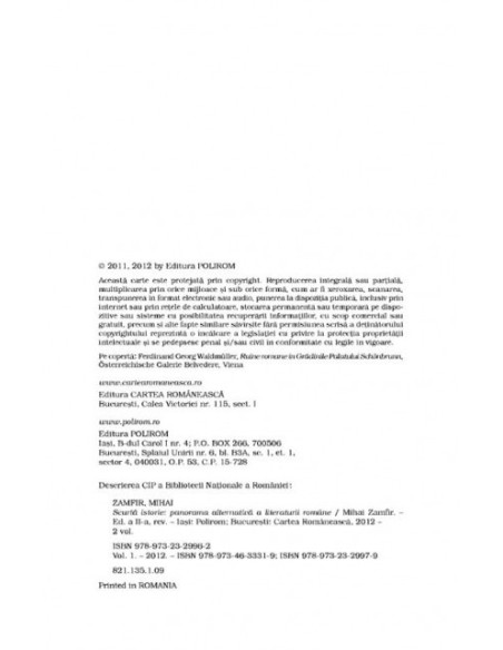 Scurtă istorie. Panorama alternativă a literaturii române. Volumul I