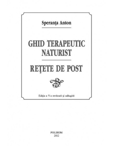 Ghid terapeutic naturist şi reţete de post