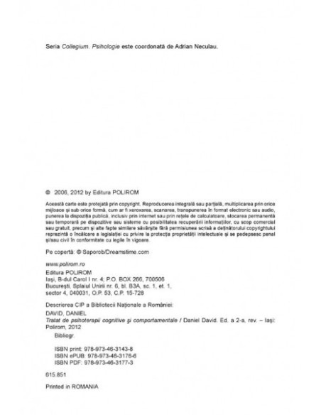 Tratat de psihoterapii cognitive şi comportamentale