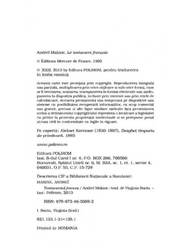 Testamentul francez (ediţie de buzunar)