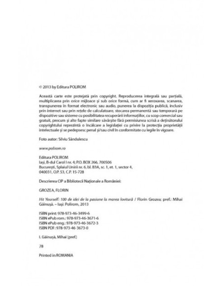 Hit Yourself. 100 de idei de la pasiune la marea lovitură