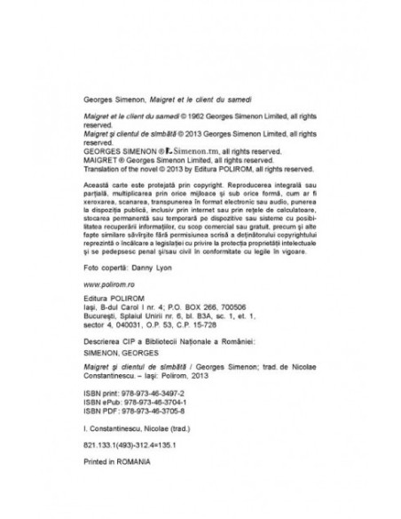 Maigret și clientul de sâmbătă