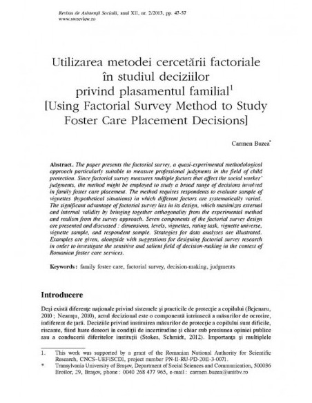 Revista de Asistență Socială. Nr. 2/2013