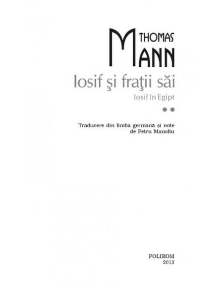 Iosif şi fraţii săi. Iosif în Egipt (vol. II, ediţie de buzunar)