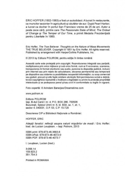 Adepții fanatici: Reflecții asupra naturii mișcărilor de masă