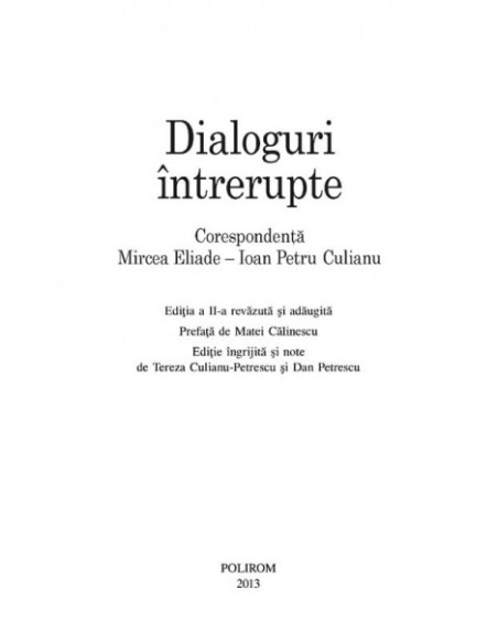 Dialoguri întrerupte: Corespondenţa Mircea Eliade-Ioan Petru Culianu