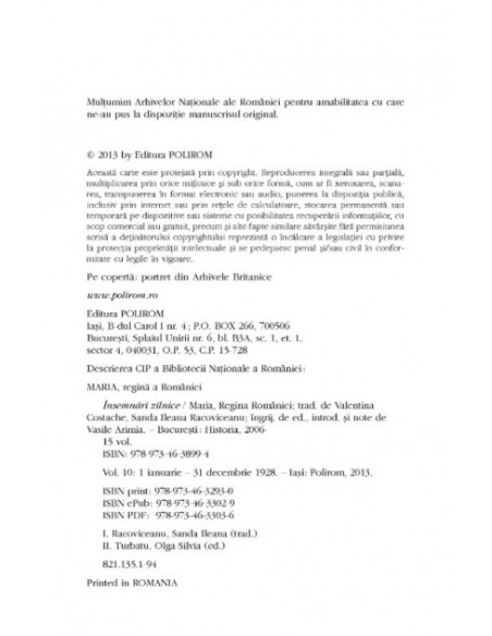 Însemnări zilnice. Volumul al X-lea (1 ianuarie-31 decembrie 1928)