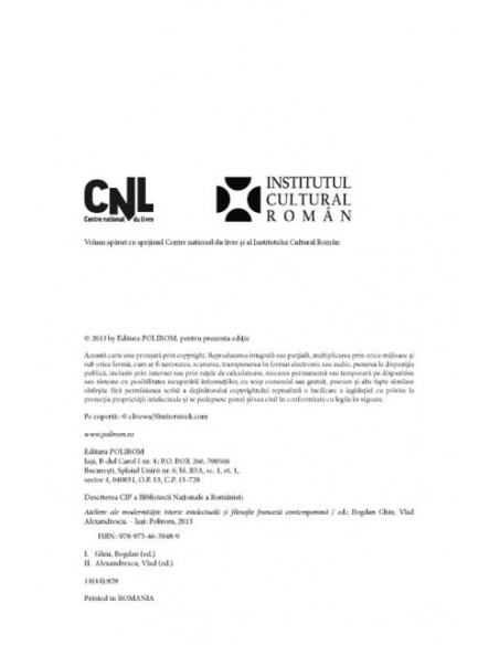 Ateliere ale modernităţii. Istorie intelectuală şi filosofie franceză contemporană