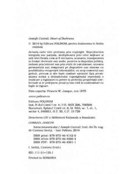 Inima întunericului (ediţie de buzunar)