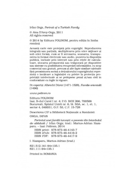 Portretul unei familii turcești. O poveste din Istanbulul de altădată (ediţie de buzunar)