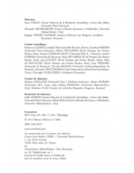 Chora. Revistă de studii antice şi medievale: filosofie, teologie, ştiinţe. Nr. 11/2013