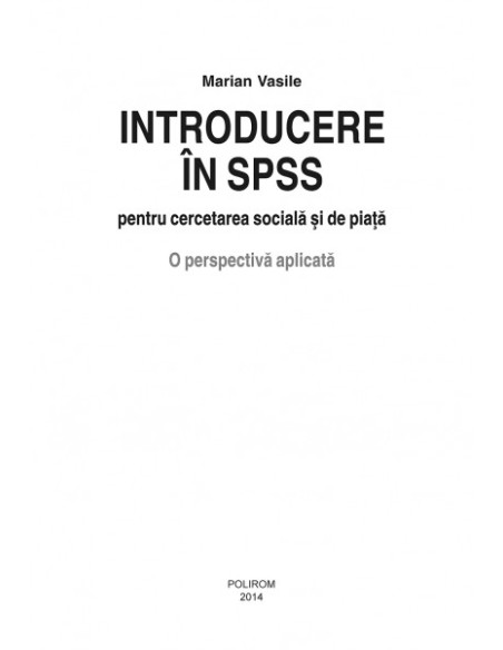Introducere în SPSS pentru cercetarea socială și de piață