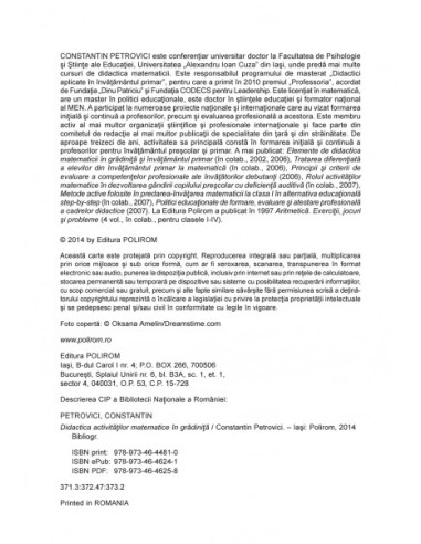 Didactica activitățlor matematice în... Didactica activitățlor matematice în...