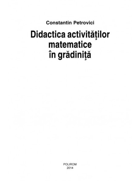 Didactica activitățlor matematice în grădiniță