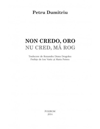 Non credo, oro / Nu cred, ma rog