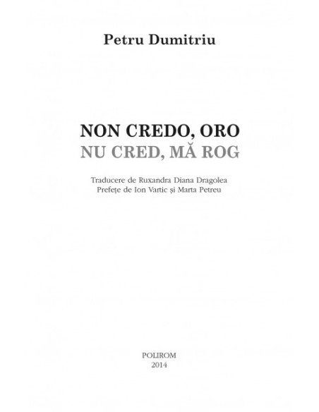 Non credo, oro / Nu cred, ma rog