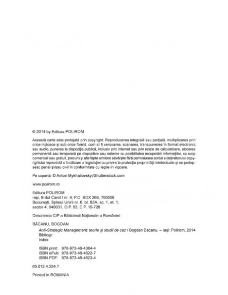 Anti-Strategic Management. Teorie și studii de caz
