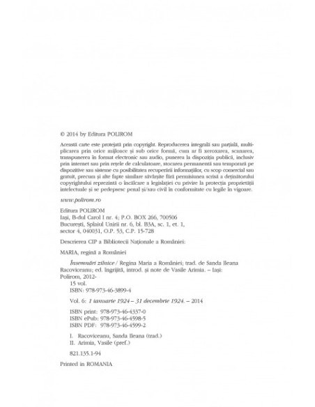 Însemnări zilnice. Volumul al VI-lea (1 ianuarie-31 decembrie 1924)