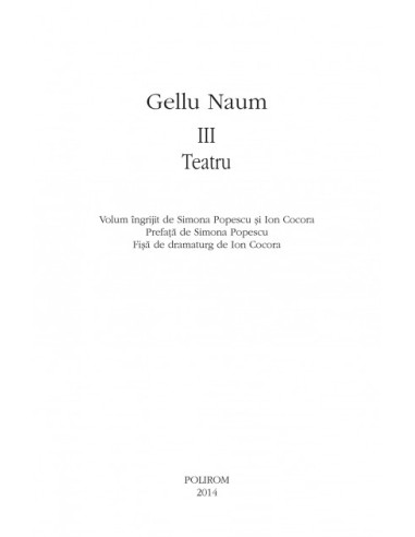 Opere III. Teatru Opere III. Teatru