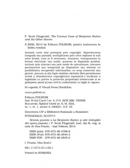 Strania poveste a lui Benjamin Button şi alte întâmplări din epoca jazzului 