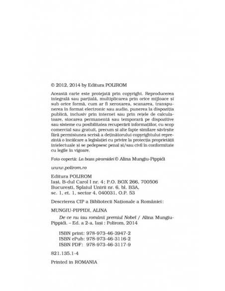 De ce nu iau românii premiul Nobel (ediţia a II-a adăugită, de buzunar)