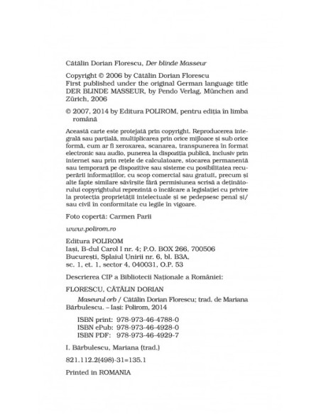 Maseurul orb (ediție de buzunar)