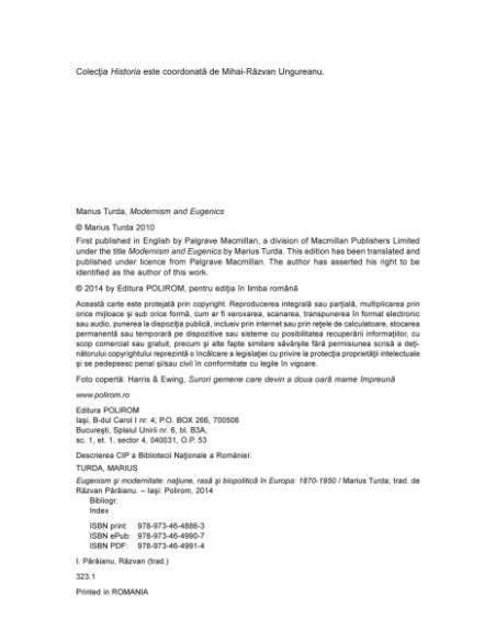 Eugenism și modernitate. Națiune, rasă și biopolitică în Europa (1870-1950)