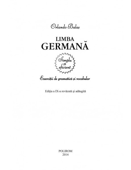 Limba germană. Exerciții de gramatică și vocabular (ediția a IX-a revăzută și adăugită)