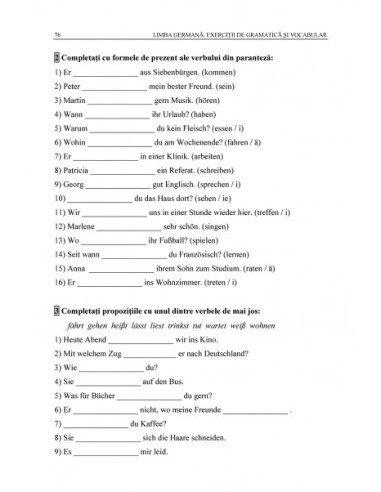 Limba germană. Exerciții de gramatică... Limba germană. Exerciții de gramatică...