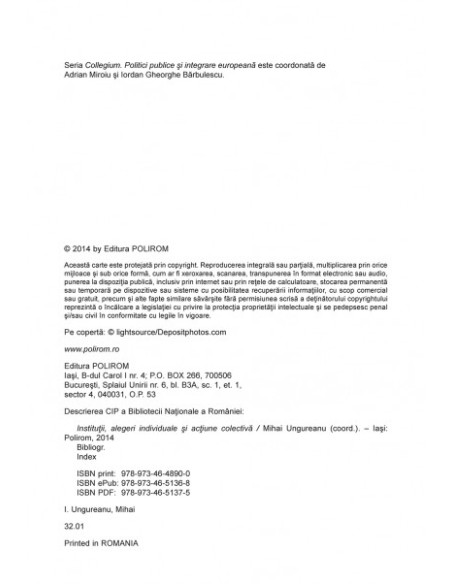 Instituții, alegeri individuale și acțiune colectivă