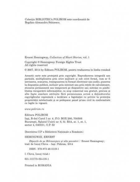 Zăpezile de pe Kilimanjaro și alte povestiri