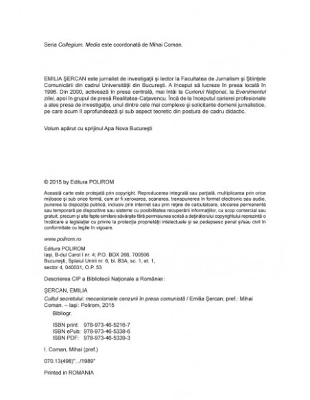 Cultul secretului. Mecanismele cenzurii în presa comunistă