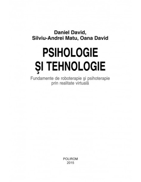 Psihologie și tehnologie. Fundamente de roboterapie și psihoterapie prin realitate virtuală