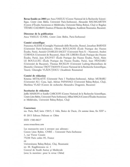 Chora. Revistă de studii antice şi medievale: filosofie, teologie, ştiinţe. Nr. 12/2014