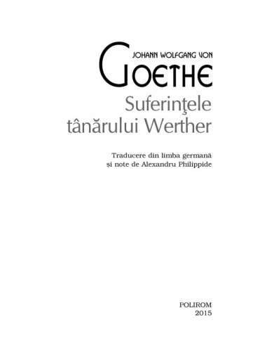 Suferinţele tânărului Werther