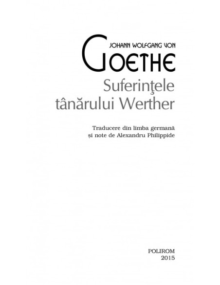 Suferinţele tânărului Werther