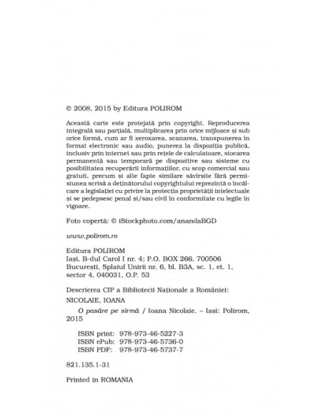 O pasăre pe sârmă 