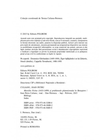 Marsilio Ficino (1433-1499) şi problemele platonismului în Renaştere