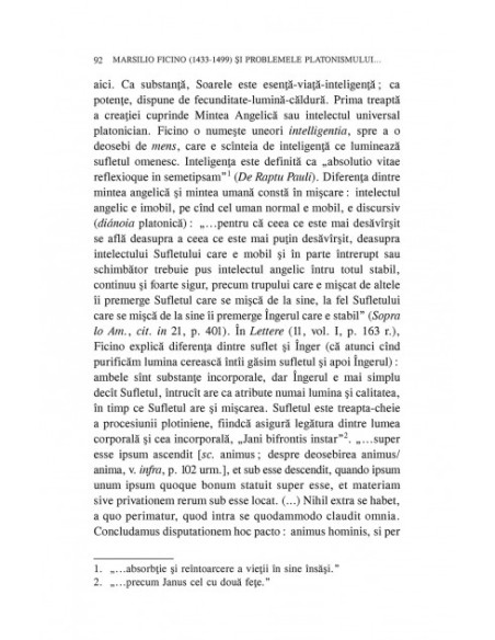 Marsilio Ficino (1433-1499) şi problemele platonismului în Renaştere