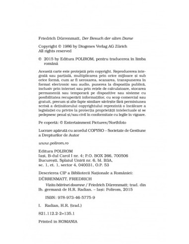 Vizita bătrânei doamne (ediție de...