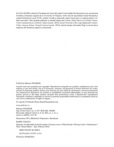 Dicționar de dificultăți ale limbii engleze. Common errors • False friends • Phrasal verbs • Collocations • Tests