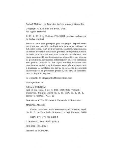 Cartea scurtelor iubiri eterne (ediţie de buzunar)