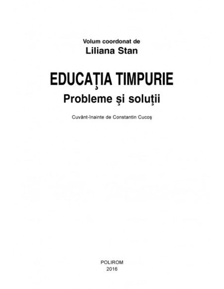 Educația timpurie. Probleme și soluții