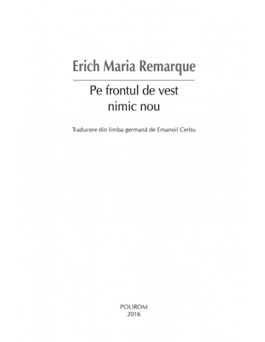 Pe frontul de vest nimic nou Pe frontul de vest nimic nou